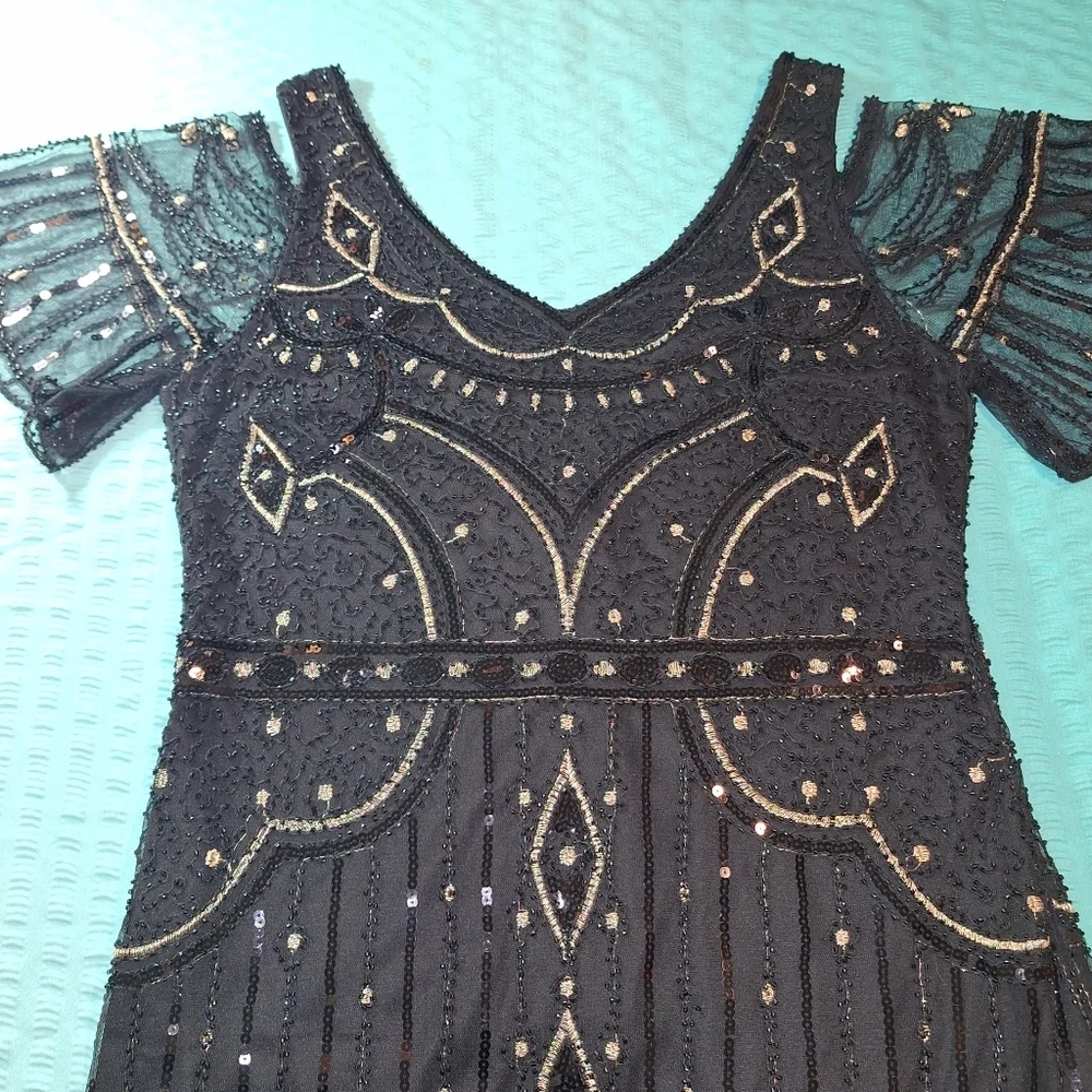 BaBeyond Black and Gold Jeweled Evening Gown XL - Picture 4 of 7